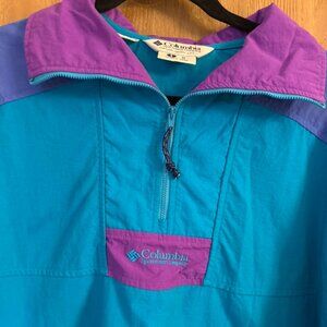 Vintage Columbia Jacket Size Small Purple Teal Ski Anorak Windbreaker 90s